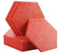 12 Pcs Sound Absorbing Panels Wall Absorcion For Home Recording Studio Acoustic Insulator Door Sealing Strip(16-Red,Small Hexagon,0.8cm Medium Density)
