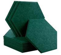 12 Pcs Sound Absorbing Panels Wall Absorcion For Home Recording Studio Acoustic Insulator Door Sealing Strip(31-Dark Green,Large Hexagon,0.8cm Medium Density)
