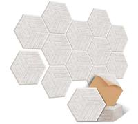 12 Pcs Sound Proofing Panels, JAMELO Hexagon Self-adhesive Acoustic Panels with Beveled Edge 12" X 14" X 0.4" High Density Sound Absorbing Panels for Recording Studio & Home & Offices Camel