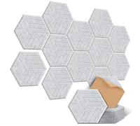 12 Pcs Sound Proofing Panels, JAMELO Hexagon Self-adhesive Acoustic Panels with Beveled Edge 14" X 12" X 0.4" High Density Sound Absorbing Panels for Recording Studio & Home & Offices Grey