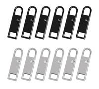 12 Pcs Spare Zipper Pull,Replacement Zipper pulls,Removable Metal Zipper Pull Tabs,Metal Zipper Pull,Zipper Pull Replacement for Purse,Clothes,Jeans,Suitcase,Luggage(Black & Silver)