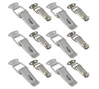 12 Pcs Spring Lock Billed Toggle Hasp Clip Iron Latch Sturdy Buckle Nickel Plated Cabinet Door Box Locker Tool for Drawer Cabinet Case