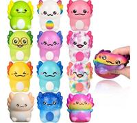 12 PCS Squishy axolotl Toy,Slow Rebound Animals Squishy Toyss,Bag FillersSquishy fidget Toys for Kids,Fun Gift axolotl Squishy for Party,Adorable Slow-Rise fidget Toys for Stress Relief & Sensory Play
