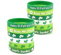 12 PCS St Patrick Bracelets Rubber,St Patricks Day Bracelets Silicone,Clover Bracelet,St Patricks Day Accessories,Irish Fancy Dress,St Patricks Day Decorations,St Patricks Day Party Accessories