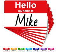 12 Pcs St. Patrick's Day Name Tags Stickers, 3.5" x 2.25" Hello My Name is Stickers, Red Name Tag, Adhesive Label Sticker for Office, Meeting, School, Teachers and Mailing