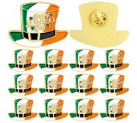 12 Pcs St Patrick's Day Shamrock Pin Badge 3 Leaf Clover Hat Irish Flag Pin Shamrock Clover Lapel Pin Good Luck Enamel Badge St Patrick's Day Accessories Decor Irish Gifts for Festival Celebration
