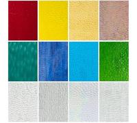 12 Pcs Stained Glass Sheets,4 x 6 Inch Mixed Transparent Textured, Glass Tiles Set for DIY Projects,Variety Mosaic Art,Colored Assorted Cathedral Mosaic for Home Decoration