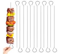 12 Pcs Stainless Steel Barbecue Metal Skewers, 8 Inch Roast Goose Needle Reusable Metal Skewers for kabobs Barbecue Skewer for Grilling Shish Kabobs, Meat and Vegetable