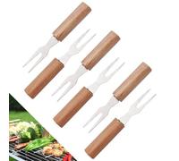 12 Pcs Stainless Steel BBQ Forks, Cheese Corn Fork with Wooden Handle for Outdoor Travel, Snack Fork for Dried Fruit, Marshmallow Toasting, Cheese, Fried Chicken Nuggets, Vegetables