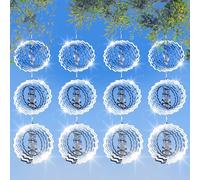 12 PCS Stainless Steel Bird deterrents for Outside,3D Wind Spinners Outdoor Bird Scarer Discs Set Pigeon Deterrent,Bird reflectors to Keep Birds Away Woodpecker Deterrent for House,Crow Deterrent