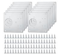 12 Pcs Stainless Steel Cabinet Hinge Repair Plates with 96 Screws. Flat Fixing Brackets to Mend Kitchen Cupboard Doors. (12)