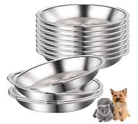 12 Pcs Stainless Steel Cat Bowls Shallow Cat Food Bowls Metal Food and Water Dish for Small Dogs and Cats