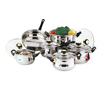12 Pcs Stainless Steel Essential Cookware Set with Lids & Sturdy Handles Saucepan Pot Prima Kitchen Cook Fry pan Casserole Pan Home Chef Cooking Housewarming Gifts UK Free P&P