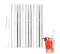 12 Pcs Stainless Steel Straws, Reusable Metal Drinking Straws with 2 Cleaning Brush, Small Reusable Straws for Kids, Short Metal Straws for Smoothie, Milkshake, Cocktail and Hot Drinks