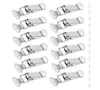 12 Pcs Stainless Steel Tension Clasp with Screws, 56mm Lever Clasp, Spring Toggle Latch Hasp, Catch Clamp Clip, Box Closure, Cap Lock for Drawer Cabinet Case Toolbox