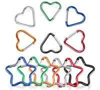 12 PCS Star Heart Carabiner, Keyring Clip Quick Release Keychain Colourful Spring Snap Hooks Mini Aluminum Alloy Keychains for Outdoor Camping Traveling Walking Hiking Hanging