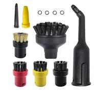 12 Pcs Steam Cleaner Accessories for Karcher， Accessories for Steam Cleaner Compatible with SC1 SC2 SC3 SC4 SC5, 4 Round Brush, 2 Large Round Brush, 1 Nozzle, 4 Sealing Ring and 1 Gap Nozzle