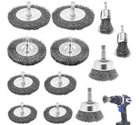 12 Pcs Steel Drill Brush Kits, Replacement Electric Drill Joint Cleaner for Rust Removal Scaling Roughening, Cleaning Tools for Grout Moss Remover Patio & Driveway & Sidewalk (Diameter 6mm Shank)