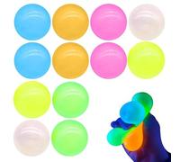12 PCS Sticky Balls to Throw at Ceiling, Glorbs Balls, Glows in the Dark Ceiling Balls, Super Soft Sticky Glows Balls Bounce Back Colorful Fidget Toys Sensory Toys Jumping Stress Relief Balls