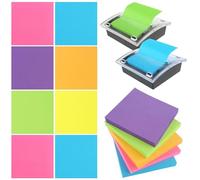 12 PCS Sticky Notes with 2 PCS Pop Up Notes Dispenser, Black Sticky Note Dispenser, Colorful Blank Sticky Notes for Meetings, Classes, Note Taking, Drawing, Etc., 100 Sheets/Pad (14 PCS)