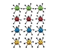 12 Pcs Sticky Wall Climbers Ladybird Toy, Ladybird Wall Crawlers Fillers, Weird Gift Fun Gifts Sticky Toys Window Stretchy Bug, For Party Favors, Window Displays, Halloween Treats(4 Color)