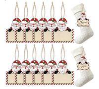 12 Pcs Stocking Tags Personalized Christmas Stocking Tags Wooden Name Tags for Christmas Stockings Labels for Presents Tags Rustic Christmas Tree Hanging Ornaments (Santa Shape)