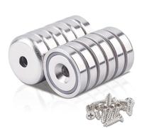 12 Pcs Stong Neodymium Magnets with Holes, 20 mm 35 LBS Strong Round Base Cup Magnets Heavy Duty with Countersunk Hole Rare Earth Magnets Pot Magnets with Screws for Mounting, Kitchen