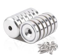 12 Pcs Stong Neodymium Magnets with Holes, 25 mm 55 LBS Strong Round Base Cup Magnets Heavy Duty with Countersunk Hole Rare Earth Magnets Pot Magnets with Screws for Mounting