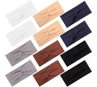 12 Pcs Stretchy Headbands for Women, Absorbed Sport Headband Soft Twist Knotted Hairbands for Daily Life Yoga Workout (Neutral Color 2)