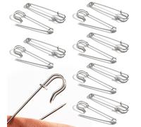12 Pcs strong safety pins，Stainless Steel Large Safety and Strong Blanket Pins, 2.36 inch/60 mm Kilt Pins for Clothes Blankets Crafts Skirts Kilts Brooch Making