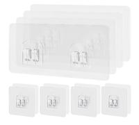 12 Pcs Strong Shower Hooks - Strong Bathroom Hooks - Shower Caddy Adhesive Replacement, Stick-On Wall Holders, Transparent Bath Adhesive Strips, Bathroom Storage Shelves, Kitchen Racks and Baskets