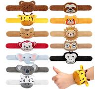 12 PCS Stuffed Jungle Animal Slap Bracelets Plush Animal Snap Bracelets Cute Wrist Slap Band Toy Wrist Animals Wrist Pets Slap Bracelet Wrist Toy for Boys Girls Birthday Gifts Party Favors 12 Styles