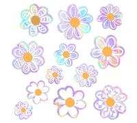 12 Pcs Summer Window Stickers, Double-Side Daisy Flower Window Stickers, Anti-Collision Sun Catchers for Windows Rainbow Prism Reusable Clings for Office Home Glass Display Decor Supplies