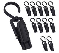 12 Pcs Super Strong Plastic Swivel Hanging Hooks, Curtain Clips, Clothes Pins, Beach Towel Clips, Home Swivel Laundry Clips for Hats, Pants, Towels, Socks, Pants(Black)