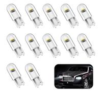 12 PCS T10 501 LED Bulbs, W5W 12V COB LED Bulb White Car Bulbs Dome Map Door Side Light, W5W 194 168 2825 Wedge Car Interior Number Plate Replacement Capless Side Light for Map Trunk (White)