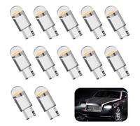 12 PCS T10 501 LED Bulbs, W5W 12V COB LED Bulb White Car Bulbs Dome Map Door Side Light, W5W 194 168 2825 Wedge Car Interior Number Plate Replacement Capless Side Light for Map Trunk (Yellow)