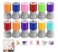 12 PCS Teacher Stamps Set, Teachers Self-Inking Rubber Stamps Colourful Review Stamp for Grading Encouraging Stamps for Kids Educational Tools, Classroom