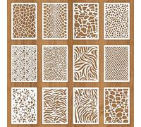 12 PCS Texture Stencils for Crafts Reusable, Art Stencils for Painting on Wood Texture Drawing Templates Spray Paint Stencil Plastic Craft Stencil DIY Crafts Canvas Furniture Paper Cake Decorating