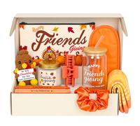 12 Pcs Thanksgiving Friendsgiving Gift Set Includes Glass Cup Ballpoint Pens Hairpin Hair Clip Candle Eye Mask Socks Makeup Bag Turkey Stuffed Packaging Box Cozy Fall Gift for Women Friends Family