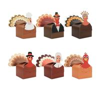12 Pcs Thanksgiving Paper Boxes 3D Turkey Candy Treat Boxes Thankful Turkey Candy Gift Wrap Boxes for Fall Holidays Harvest Party Supplies