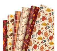 12 Pcs Thanksgiving Wrapping Paper Sheets,69x50cm Acorn Mushroom Maple Leaf Plaid Autumn Gift Wrapping Paper,Recyclable Fall Wrapper for Party,Birthday,Festive,Thanksgiving Gift Boxes Decorations