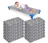 12 Pcs Toddlers Cot Sheets for Daycare Preschool Standard Size 130 x 60 cm Soft Breathable Nap Sheet Polyester Cotton White Cot Sheets for Boys Girls Naptime Sleeping for Cots Mat (Gray)