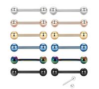 12 PCS Tongue Bar Piercing, 14 * 1.2mm Tounge Bars Bars Surgical Steel Tongue Piercing Jewellery Barbell Steel With Pearl Ball For Wearing In Various Occasions (6 Colors)