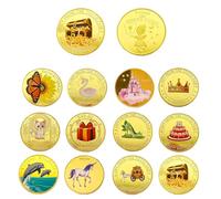 12 PCS Tooth Fairy Gold Coins, Colourful Tooth Fairy Coins with Different Patterns on Both Sides, Tooth Fairy Souvenirs, Tooth Fairy Commemorative Coin, Tooth Fairy Gift Reward Coin for Boys Girls