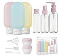 12 PCS Travel Containers Kits,Travel Accessories Leakproof Squeezable Travel Bottles Refillable Containers Kit with Bags for Cosmetic Shampoo Lotion Liquids