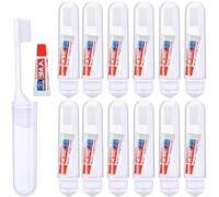 12 Pcs Travel Toothbrush Set with Mini Toothpaste, Portable Foldable Toothbrush, Mini Toothbrush Suitable with Toothpaste for Travel Business Trip Families Camping Outdoor Activities