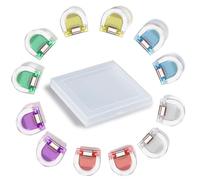 12 Pcs Trouser Hem & Sleeve Clips, Transparent D-Shaped No-Sew Cuff Fasteners for Cycling, Commuting & Travel, Fit Jeans & Trousers, for Notes, Receipts & Planners, 6 Colours (2 Each), Storage Box