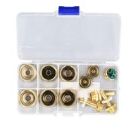 12 Pcs Trumpet Valve Finger Button Cap and Rod Set, Exquisite Abalone Shell Trumpet Valve Parts for Repair, Sturdy Metal Replacement Kit with Storage Box for Bb Trumpet