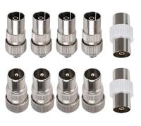 12 PCS TV Aerial Connectors, 4 Nickel Plated Male, 4 Female, 2 Female to Female Coaxial Adaptors,F Type RF Connectors for Sky Box,Freeview Digital TV, 101 Model Aerial Plug Set with Corrosio