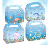 12 Pcs Under the Boxes Sea Favor Boxes Candy Treat Goodies Ocean Sea Turtle Shark Whale Beach Decorations for Babyshower Birthday Wedding Party Supplies